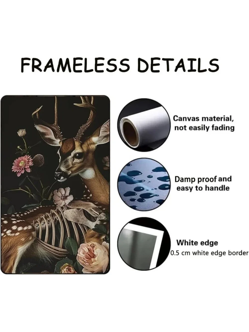 Gothic Animal Wall Art | Vintage Deer Canvas Print | Dark Academia Decor 16x24